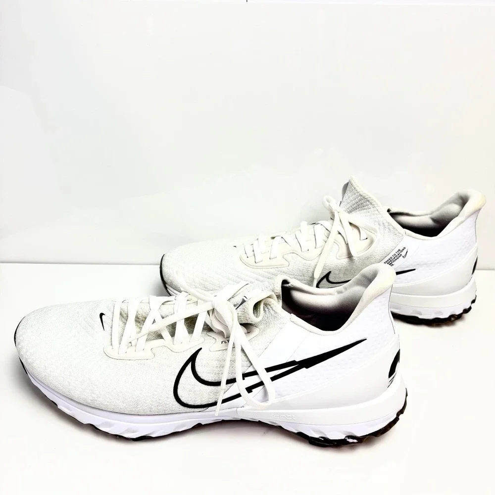Nike Air Zoom Infinity Tour Flyknit Golf Shoes White Black CT0540-133 Mens 14